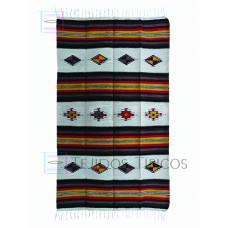 Sarape Mediano de Algodón Tamaño 1.25 x 2.00 m Diseño Diamantitos Fondo Hueso Sombra Cafe