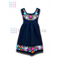 Vestido Colorín de Algodón Color Azul Marino,Talla 1