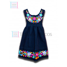 Vestido Colorín de Algodón Color Azul Marino,Talla 2 Vestido Colorín de Algodón Color Azul Marino,Talla 2