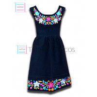 Vestido Colorín de Algodón Color Azul Marino,Talla 6