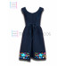 Vestido Colorín de Algodón Color Azul Marino,Talla 6