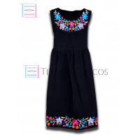 Vestido Colorín de Algodón Color Azul Marino,Talla 8