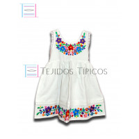 Vestido Colorín de Algodón Color Blanco,Talla 0