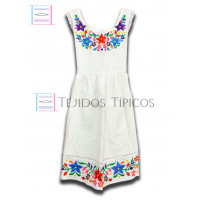 Vestido Colorín de Algodón Color Blanco,Talla 4