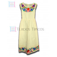 Vestido Colorín de Algodón Color Natural,Talla 8