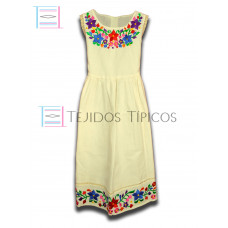 Vestido Colorín de Algodón Color Natural,Talla 8