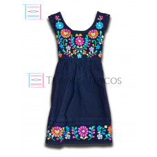 Vestido Margarita de Algodón Color Azul Marino,Talla 0