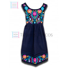 Vestido Margarita de Algodón Color Azul Marino,Talla 4