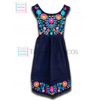 Vestido Margarita de Algodón Color Azul Marino,Talla 6