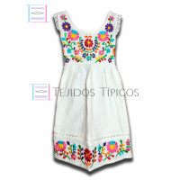 Vestido Margarita de Algodón Color Blanco,Talla 2