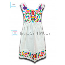 Vestido Margarita de Algodón Color Blanco,Talla 4
