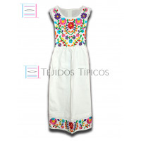 Vestido Margarita de Algodón Color Blanco,Talla 8