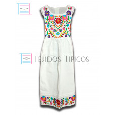 Vestido Margarita de Algodón Color Blanco,Talla 8