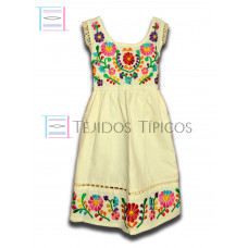 Vestido Margarita de Algodón color Natural,Talla 0.
