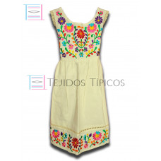 Vestido Margarita de Algodón Color Natural,Talla 4