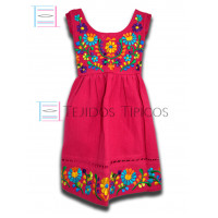 Vestido Margarita de Algodón Color Rosa Mexicano,Talla 1