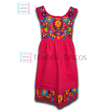 Vestido Margarita de Algodón Color Rosa Mexicano,Talla 4