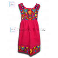 Vestido Margarita de Algodón Color Rosa Mexicano,Talla 6