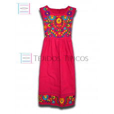 Vestido Margarita de Algodón Color Rosa Mexicano,Talla 8 Vestido Margarita de Algodón Color Rosa Mexicano,Talla 8