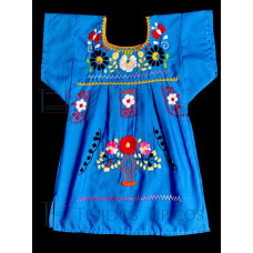 Vestido Bordado multicolor niña Color Azul Turquesa, Talla 4
