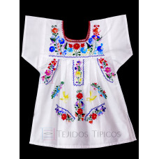 Vestido Bordado multicolor niña Color Blanco, Talla 4