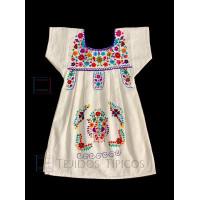 Vestido Bordado multicolor niña Algodón Color Natural, Talla 4