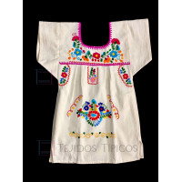 Vestido Bordado multicolor niña  Algodón Color Natural, Talla 8
