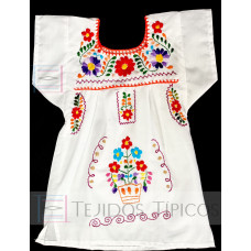 Vestido Bordado multicolor niña  Color Blanco, Talla 8
