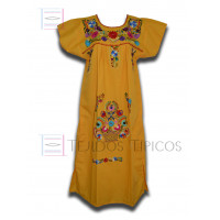 Vestido Bordado Multicolor Color Amarillo, Talla Standard