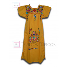 Vestido Bordado Multicolor Color Amarillo, Talla Standard