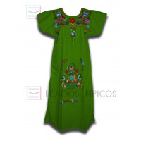 Vestido Bordado  Multicolor Color Verde Bandera, talla Standard