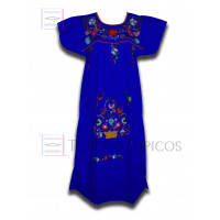 Vestido Bordado Multicolor Color Azul Rey,Standard