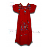 Vestido Bordado Multicolor Color Rojo, Talla Standard Vestido Bordado Multicolor Color Rojo, Talla Standard