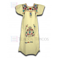 Vestido Bordado  Multicolor Color Natural, Talla Standard