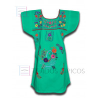 Vestido Bordado Multicolor Color Verde Agua,Talla 0