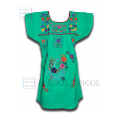 Vestido Bordado Multicolor Color Verde Agua,Talla 0