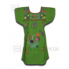Vestido Bordado  Multicolor niña Color Verde Bandera,Talla 1