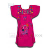 Vestido Bordado multicolor niña Color Rosa Fiusha, Talla 6