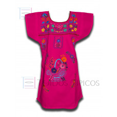 Vestido Bordado multicolor niña Color Rosa Fiusha, Talla 6
