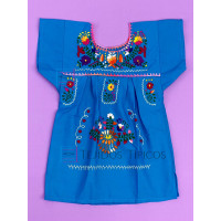 Vestido Bordado  Multicolor niña Color Azul Turquesa,Talla 0