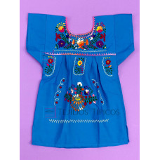 Vestido Bordado  Multicolor niña Color Azul Turquesa,Talla 0