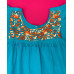 Vestido Bordado de Niña Modelo Julia , Color Azul Turquesa,Talla 2