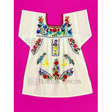 Vestido Bordado  Multicolor Niña  Color Blanco, Talla 2