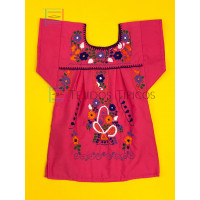 Vestido Bordado  Multicolor niña Color Rosa Fiusha,Talla 0