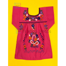Vestido Bordado  Multicolor niña Color Rosa Fiusha,Talla 0