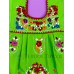 Vestido Bordado  Multicolor Color Verde Limón,Talla 0
