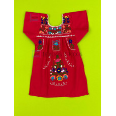 Vestido Bordado  Multicolor niña Color Rojo,Talla 1