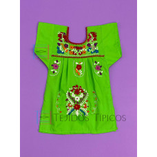 Vestido Bordado  Multicolor Color Verde Limón,Talla 0