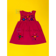 Vestido Bordado de niña modelo Lucila, Color Rosa Fiusha, Talla 1.