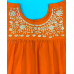 Vestido Bordado de Niña Modelo Julia , Color Naranja,Talla 2 Vestido Bordado de Niña Modelo Julia , Color Naranja,Talla 2